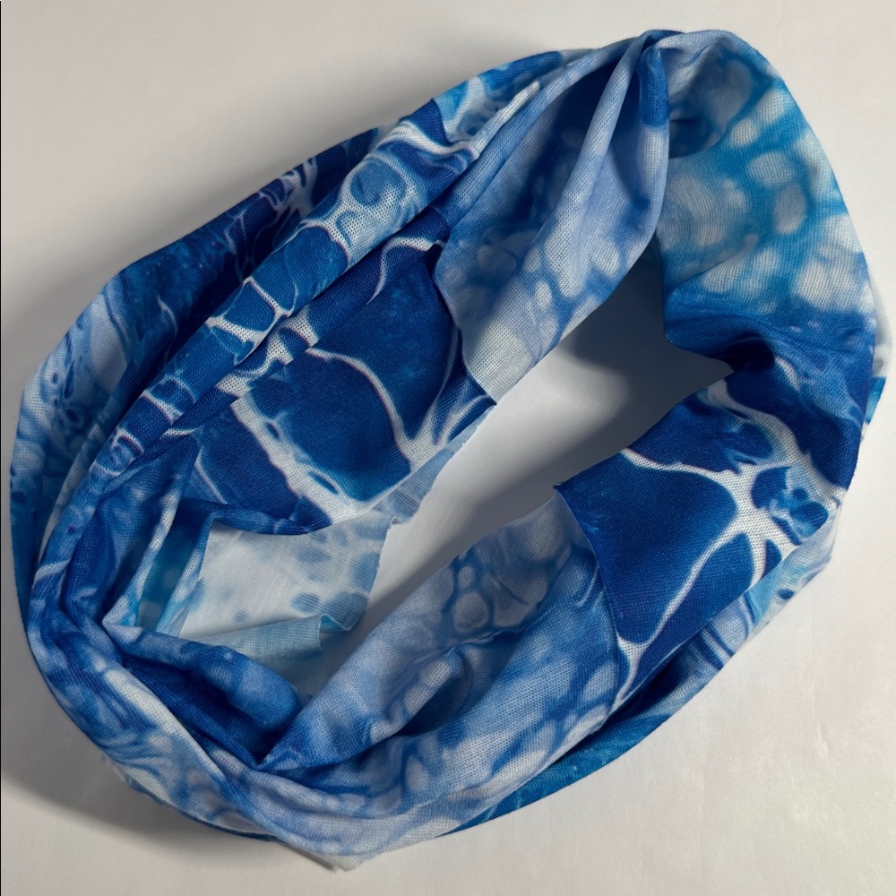Wide Blue Marble Headband - #2108